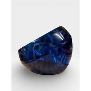 Mid-Century Blue Glass Orb Ash Tray by Viking Art Glass Bluenique Large Heavy